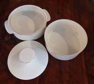 Thomas Germany Casserole /Server Set 3pc Porcelain Platinum